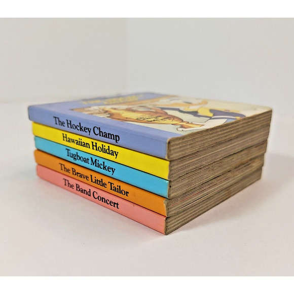 5 x Walt Disney Mini Board Book Lot 1986 Vintage Chatham River Set Mickey Pluto - Picture 8 of 8
